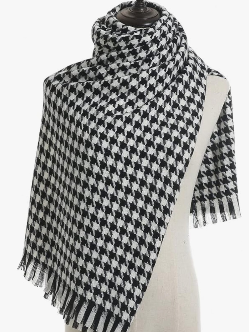 Classic Houndstooth Black & White Women's Scarf